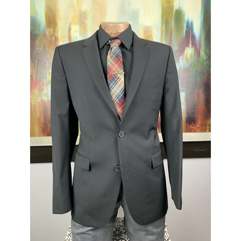 Hugo Boss Mens Slim Fit Super 100s Black Blazer 42R $789